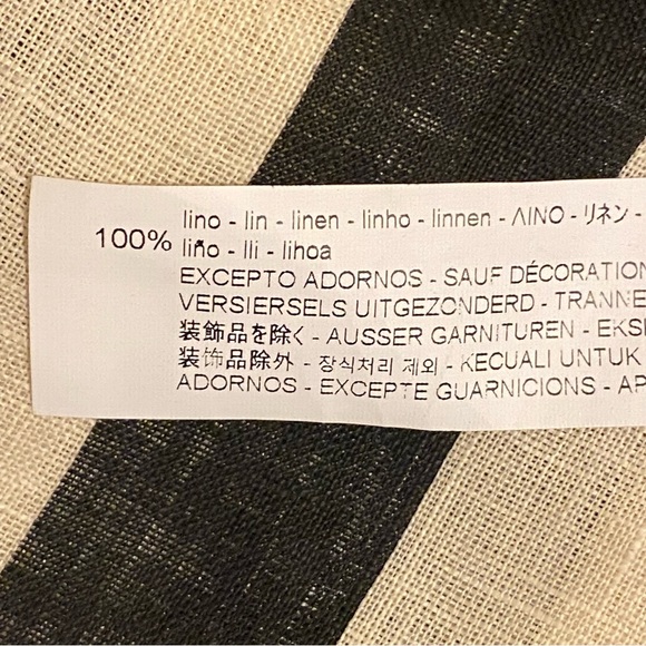 Zara Women’s 100% Linen Size M Tan/Black Round Neck 3/4 Roll Tab Sleeves - Picture 9 of 11